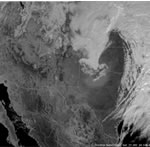 Visible satellite image of clouds and dust across West Texas on 24 February 2007.