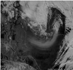 Visible satellite image of clouds and dust across West Texas on 24 February 2007.