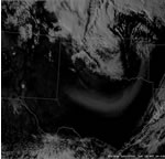 Visible satellite image of clouds and dust across West Texas on 24 February 2007.