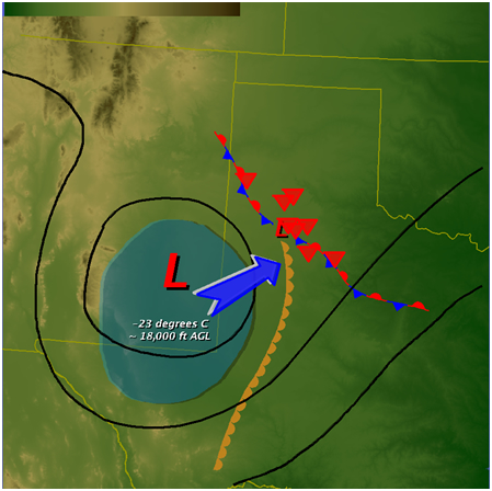 Tuesday's Weather Map and Funnels/Tornadoes