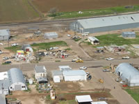 Aerial photo of Tulia storm damage (photo by Darrin Davis and Zane Price).