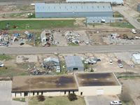 Aerial photo of Tulia storm damage (photo by Darrin Davis and Zane Price).