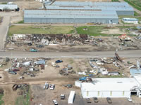 Aerial photo of Tulia storm damage (photo by Darrin Davis and Zane Price).