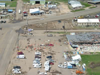 Aerial photo of Tulia storm damage (photo by Darrin Davis and Zane Price).