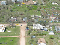 Aerial photo of Tulia storm damage (photo by Darrin Davis and Zane Price).