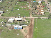 Aerial photo of Tulia storm damage (photo by Darrin Davis and Zane Price).