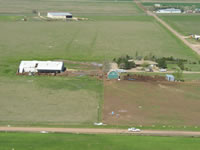 Aerial photo of Tulia storm damage (photo by Darrin Davis and Zane Price).