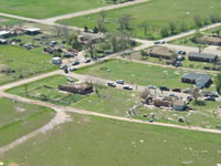 Aerial photo of Tulia storm damage (photo by Darrin Davis and Zane Price).