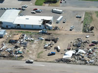 Aerial photo of Tulia storm damage (photo by Darrin Davis and Zane Price).