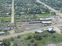 Aerial photo of Tulia storm damage (photo by Darrin Davis and Zane Price).