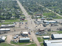 Aerial photo of Tulia storm damage (photo by Darrin Davis and Zane Price).