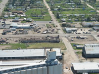 Aerial photo of Tulia storm damage (photo by Darrin Davis and Zane Price).