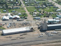 Aerial photo of Tulia storm damage (photo by Darrin Davis and Zane Price).