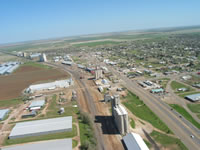 Aerial photo of Tulia storm damage (photo by Darrin Davis and Zane Price).