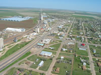 Aerial photo of Tulia storm damage (photo by Darrin Davis and Zane Price).