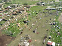 Aerial photo of Tulia storm damage (photo by Darrin Davis and Zane Price).