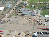 Aerial photo of Tulia storm damage (photo by Darrin Davis and Zane Price).