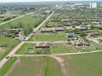 Aerial photo of Tulia storm damage (photo by Darrin Davis and Zane Price).