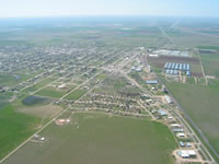 Aerial photo of Tulia storm damage (photo by Darrin Davis and Zane Price).