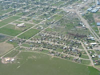 Aerial photo of Tulia storm damage (photo by Darrin Davis and Zane Price).