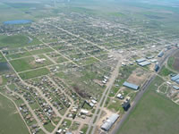 Aerial photo of Tulia storm damage (photo by Darrin Davis and Zane Price).