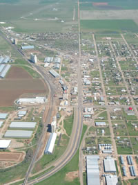 Aerial photo of Tulia storm damage (photo by Darrin Davis and Zane Price).