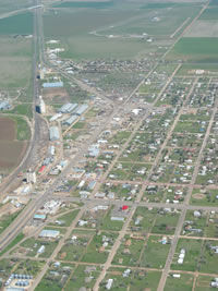 Aerial photo of Tulia storm damage (photo by Darrin Davis and Zane Price).