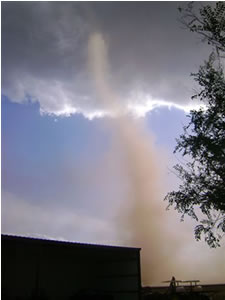 Picture of the landspout tornado captured by a KCBD viewer on September 27, 2007. (courtesy of KCBD)