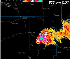 Lubbock radar image of the Childress Storm