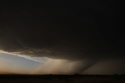 Picture taken of the storm that impacted Childress on the evening of 15 June 2006. The picture was taken from about 6 miles south of Childress look north-northwest. Image courtesy of Russell Graves. Click on the image for a larger view.