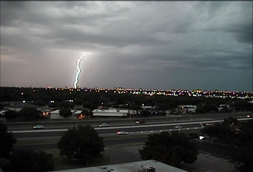 Lightning image captured in Lubbock on the evening of 14 August 2008. Picture by Jason Jordan. Click on the image for a larger view.