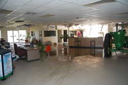 Roof damage produce just north of Abernathy on the evening of 14 August 2008. Photos by Jody James. Click in the image for a larger view.