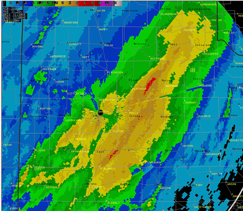 Image showing the Lubbock radar rainfall estimates