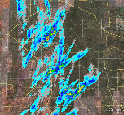 Radar-derived hail swaths from April 16th