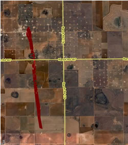 Damage Path of EF0-EF1 tornado that moved north northwest across extreme