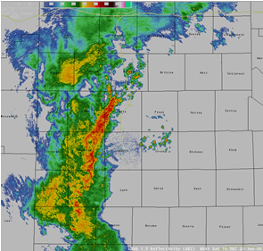 radar reflectivity from 6 am on the 20th