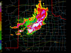 Radar image taken shortly before 2 pm on December 8, 2009.  Click on the images for a larger view. 