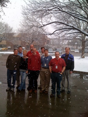 Picture of some of the WFO Lubbock crew taking a brief break to enjoy the snow during the early afternoon of February 11, 2010. Click on the image for a larger view