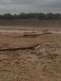 Damage near Turkey done by strong straight line wind early on June 14, 2010.