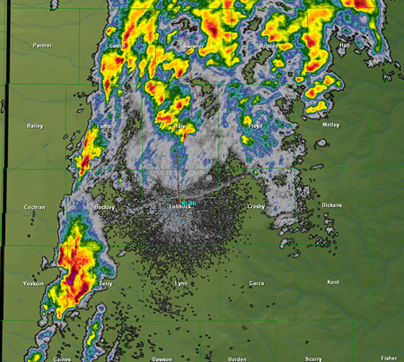 Image of the Lubbock radar reflectivity at 4 pm, October 21st