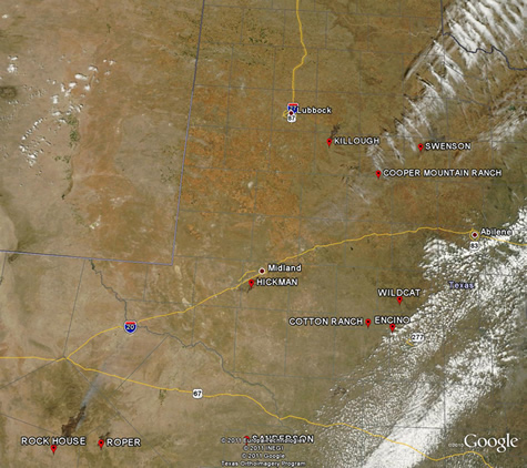 MODIS Satellite imagery of the burn scars across West Texas on Monday, April 11, 2011.