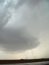 Picture of a storm located between Morton and Whiteface during the evening hours of Tuesday, May 31st. This storm moved very little and produced large hail, but also some beneficial rainfall. Click on the image for a larger view.