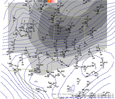 Surface map from 6 pm, October 17th, 2011