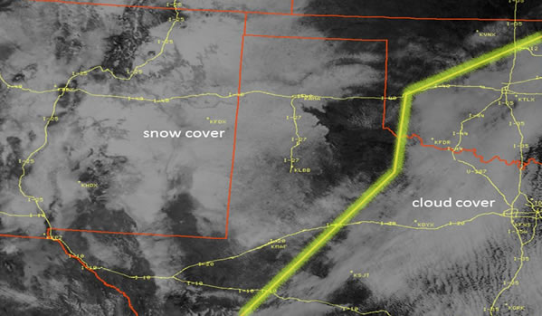 Visible satellite image captured at 9:45 am CST on 6 December 2011. Click on the picture for a bigger view.