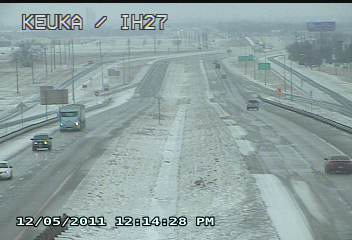 View of road conditions in and around Lubbock near noon on 5 December 2011. Image courtesy of TXDOT.