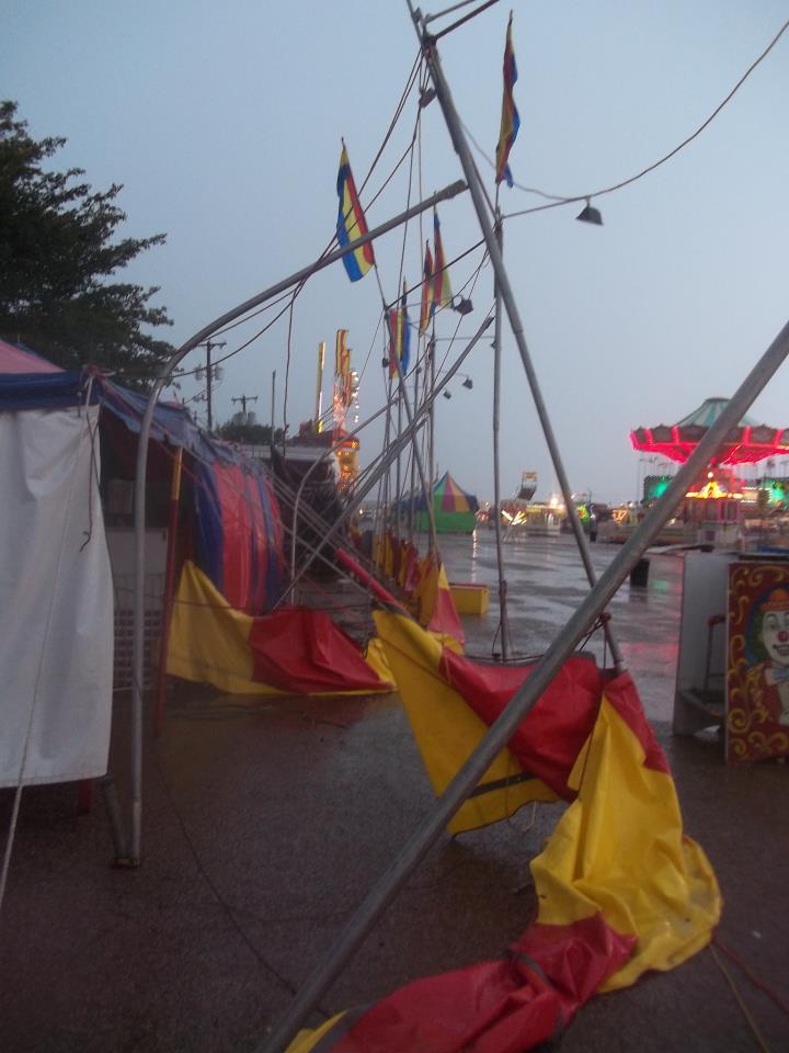 Photo of wind wind damage at the Lubbock fairgrounds