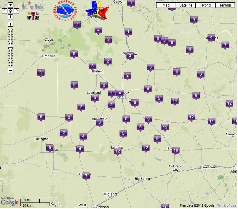 Wind chill readings as of 10:00 pm Christmas night. Courtesy of the West Texas Mesonet.