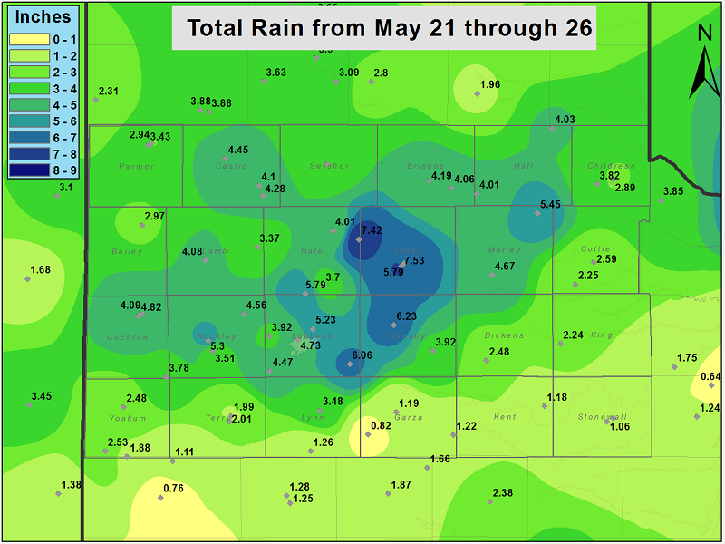 Weather station rainfall totals ending the morning of Tuesday, 27 May 2014. 