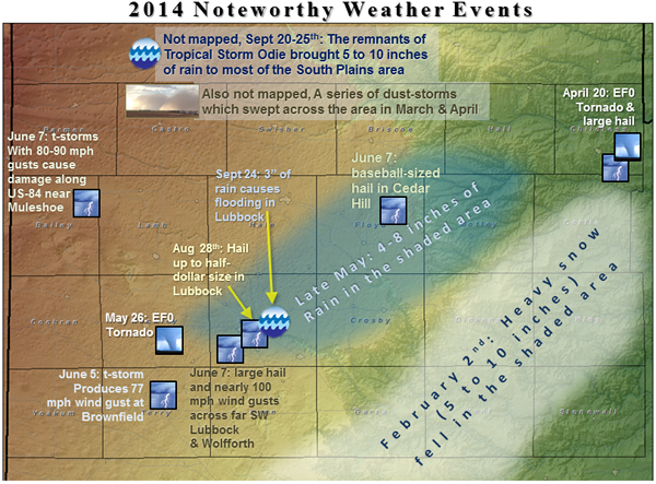 map with significant weather events from 2014