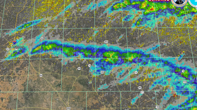 Track of a supercell thunderstorm across north Texas on May 7th, 2015.